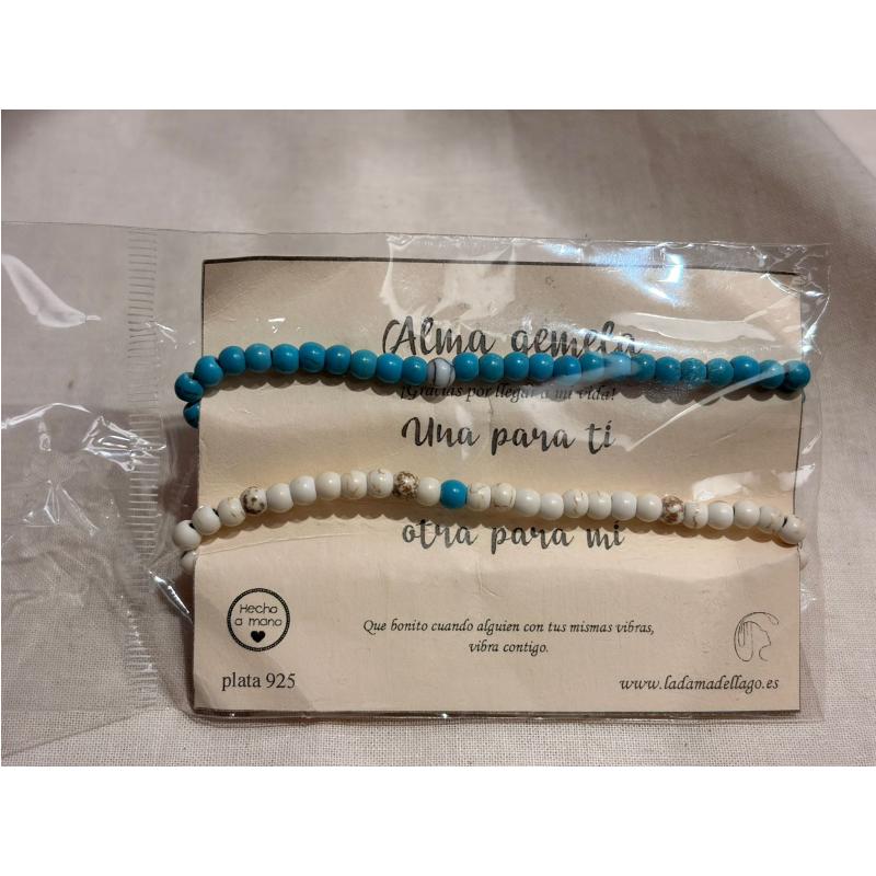 Pulseras alma gemela - Perlas colores azules y claros