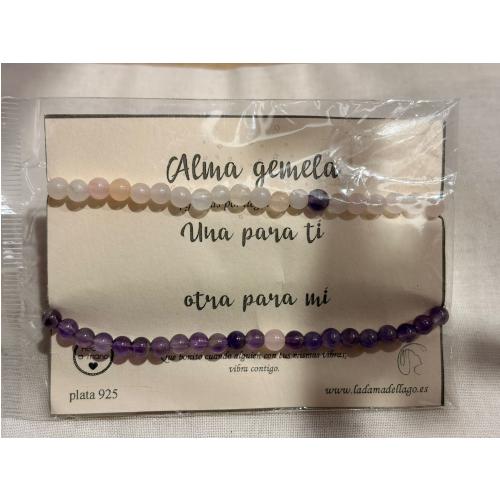 Pulseras alma gemela - Perlas colores claros y liras