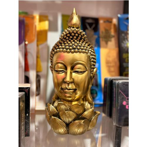 Cabeza dorada de budha