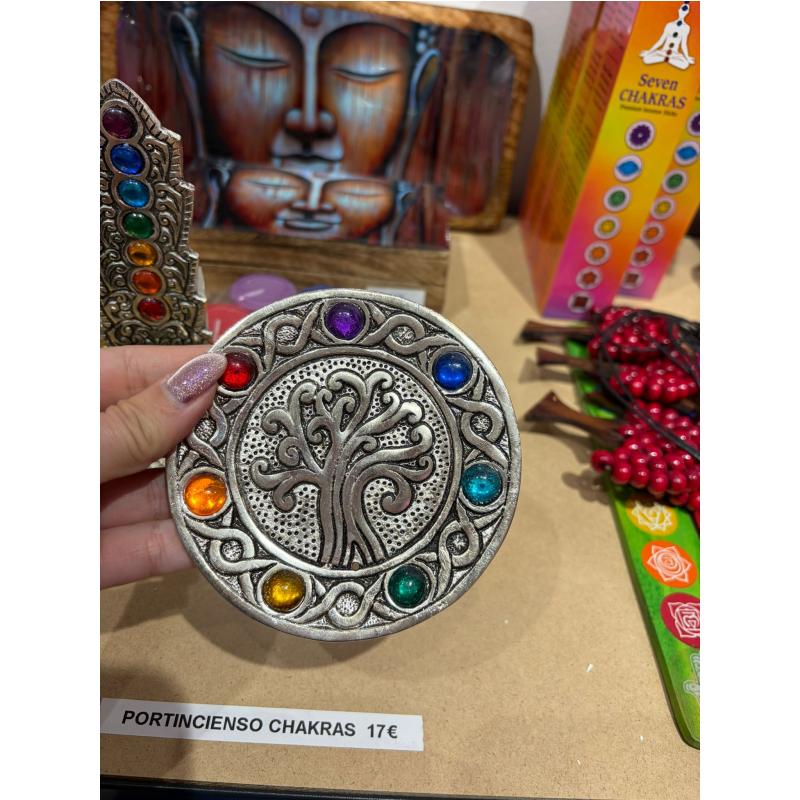 Quemador de incienso 7 chakras redondo