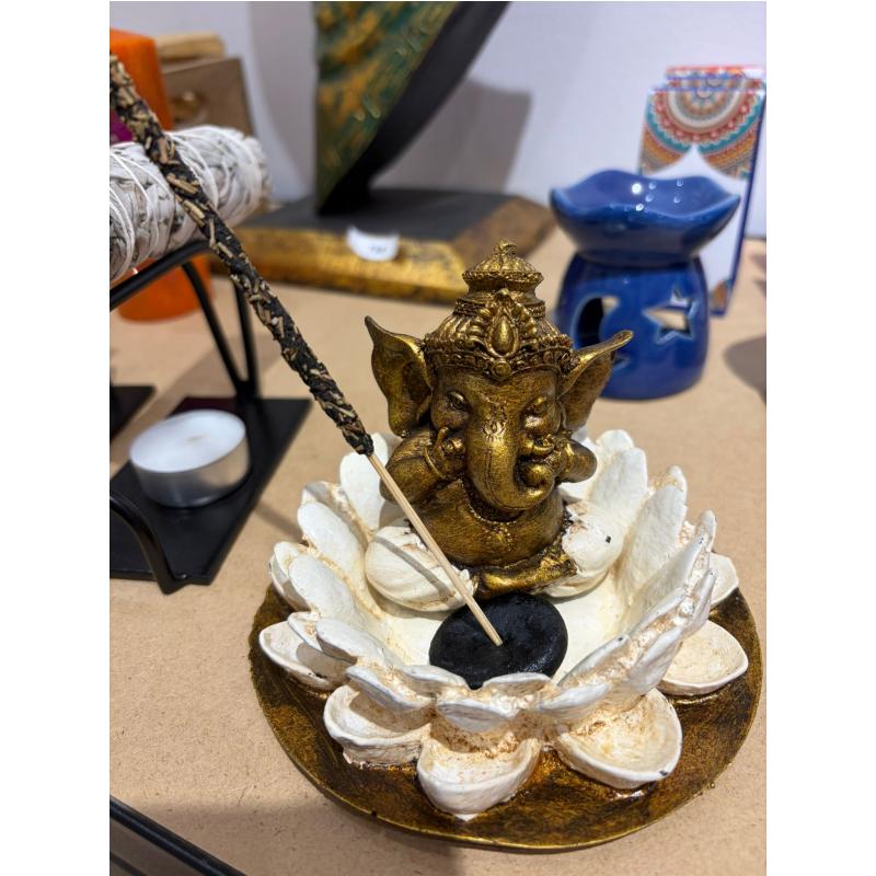 Quemador de incienso bebé ganesha flor de loto