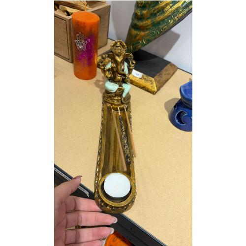 Quemador triple incienso más porta vela ganesha